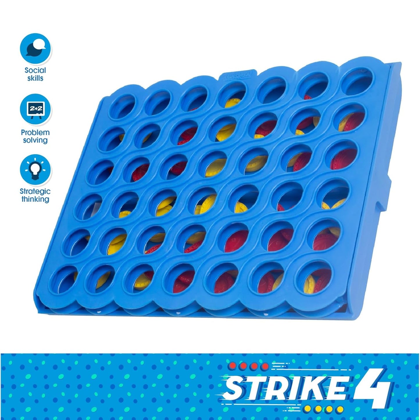 Funskool Strike 4, Classic Disc Dropping Game, Strategy Game, Board Game for Kids, Adults, Families
