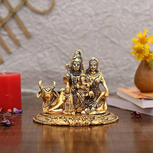Handcrafted Shiva Parvati Ganesh Idol Shiv Parivar Murti Statue Sculpture
