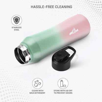 MILTON Comet 1000 Stainless Steel Water Bottle 1000 ml, Single Walled Mint Pink