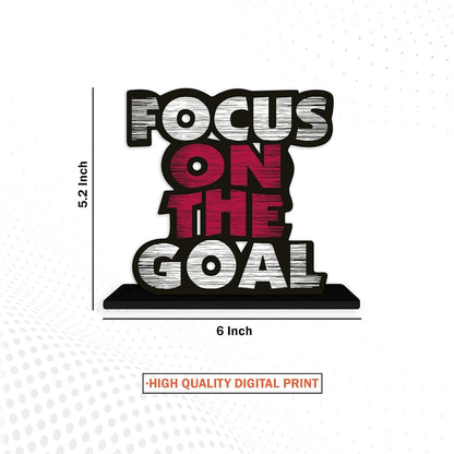 Wooden Idols and Figurine Focus On The Goal Quote Table Decor for Office Desk Showpiece