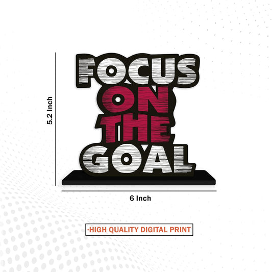 Wooden Idols and Figurine Focus On The Goal Quote Table Decor for Office Desk Showpiece