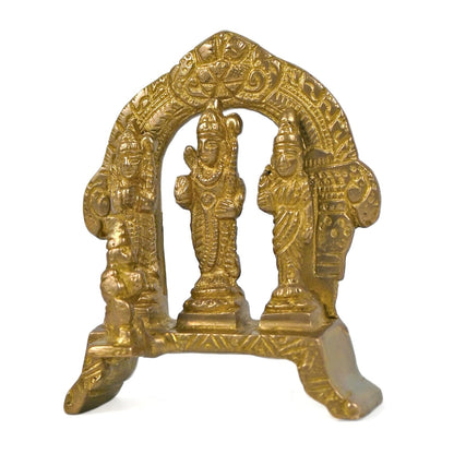 Ram Darbar Brass Murti Statue for Pooja Room & Gift, Religious Idol Figurine (L-7cm x B-2.5cm x H-9cm, 230 g)