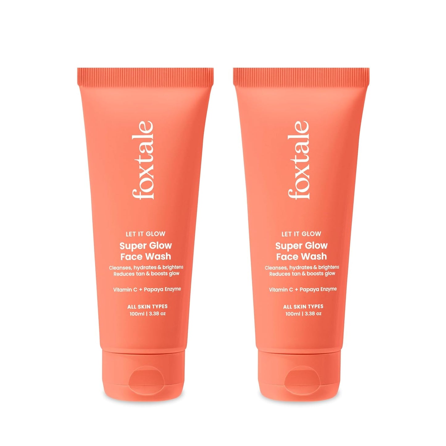 Foxtale Vitamin C Super Glow Face Wash with Papaya enzyme for Men & Women- (2 x 100ml)