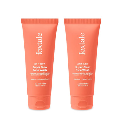 Foxtale Vitamin C Super Glow Face Wash with Papaya enzyme for Men & Women- (2 x 100ml)