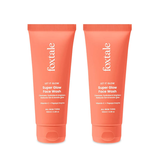 Foxtale Vitamin C Super Glow Face Wash with Papaya enzyme for Men & Women- (2 x 100ml)