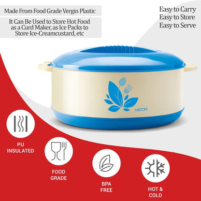 Milton Orchid 1000 Inner Stainless Steel Serving Casserole with Lid 790 ml, Blue