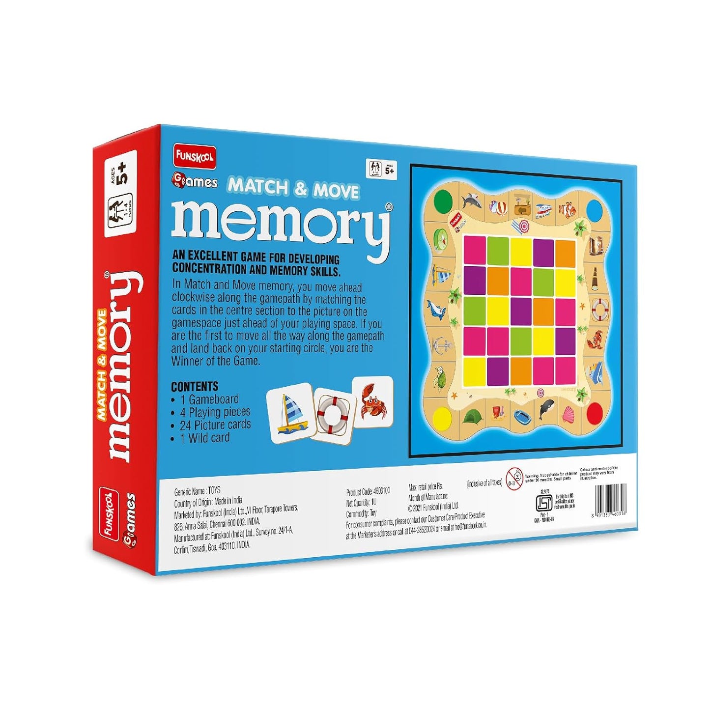 Funskool Match & Move Memory, Strategy Game, Card Game