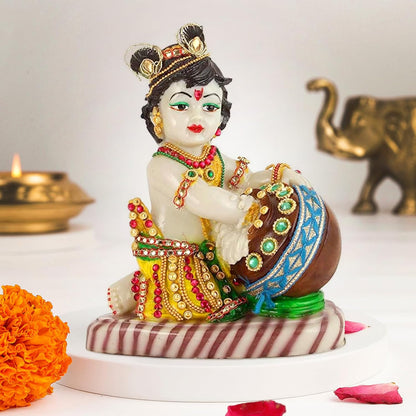 Lord Krishna Makhan Chor Idol Statue Figurine Showpiece (19 x 15 x 9 cm)