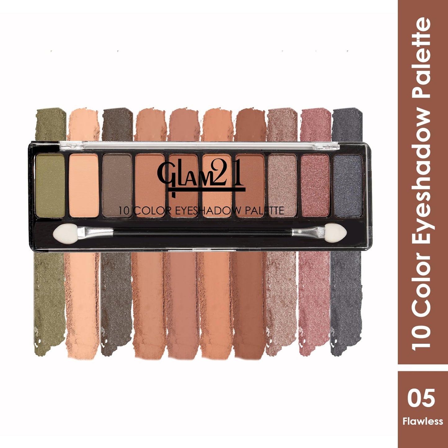 Glam21 Flawless 10 Color Eyeshadow Palette Long-Lasting Smudge Free