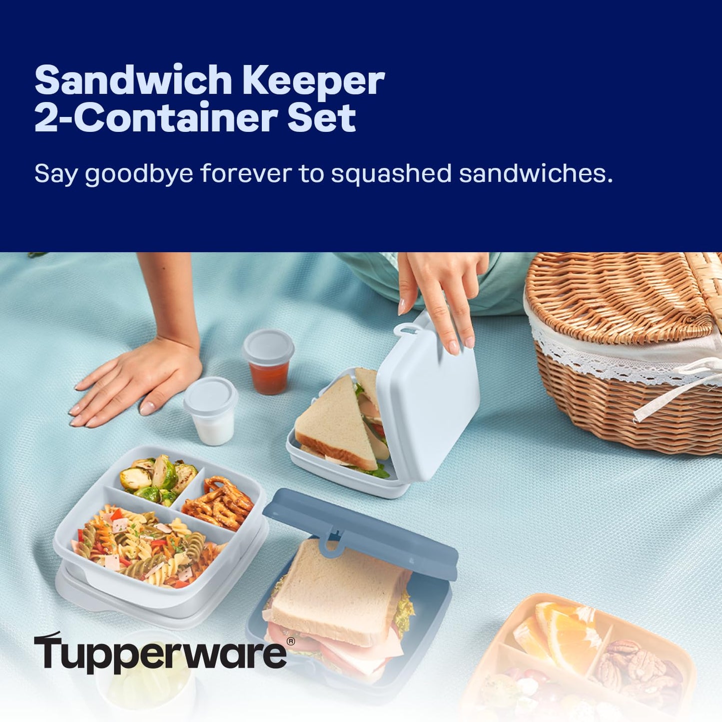 Tupperware Polypropylene Sandwich Keeper 2-Container Set COLOR MAY VARY