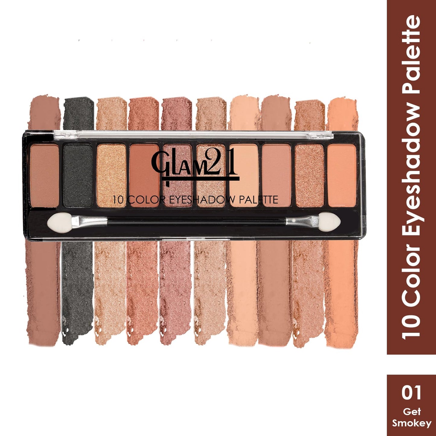 Glam21 Get Smoky 10 Color Eyeshadow Palette Long-Lasting Metallic Finish