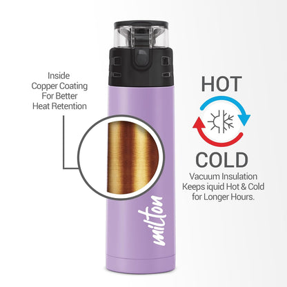 Milton Atlantis 600 Thermosteel Water Bottle 500 ml, 24 Hr Hot and Cold