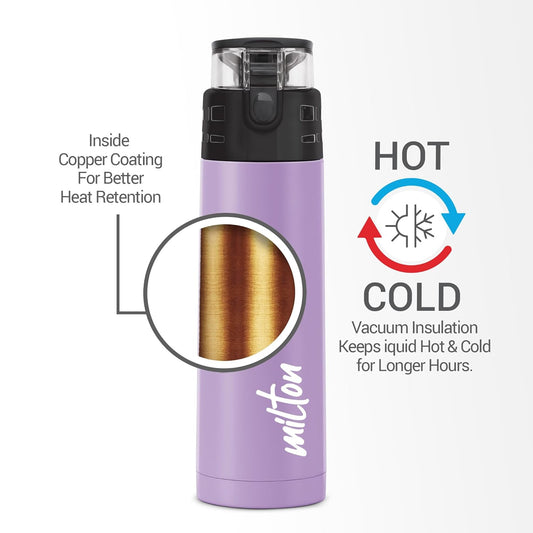 Milton Atlantis 600 Thermosteel Water Bottle 500 ml, 24 Hr Hot and Cold