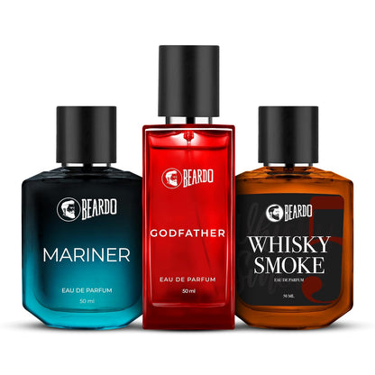 Beardo Mariner, GodFather & Whiskey Smoke Perfume For Men (50Ml X Pack Of 3) Long Lasting Perfume