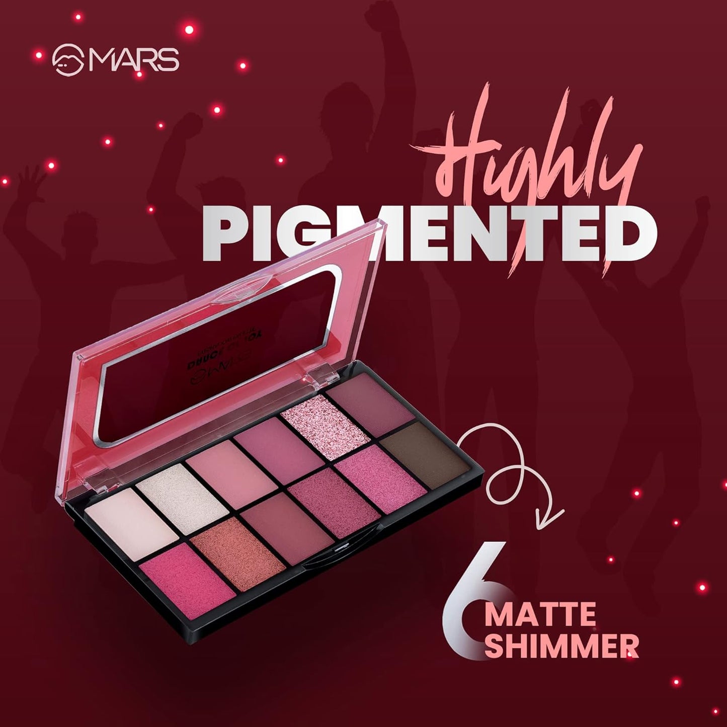 MARS 12 Shades Dance of Joy Eyeshadow Palette Matte and Shimmer Finish Multicolor