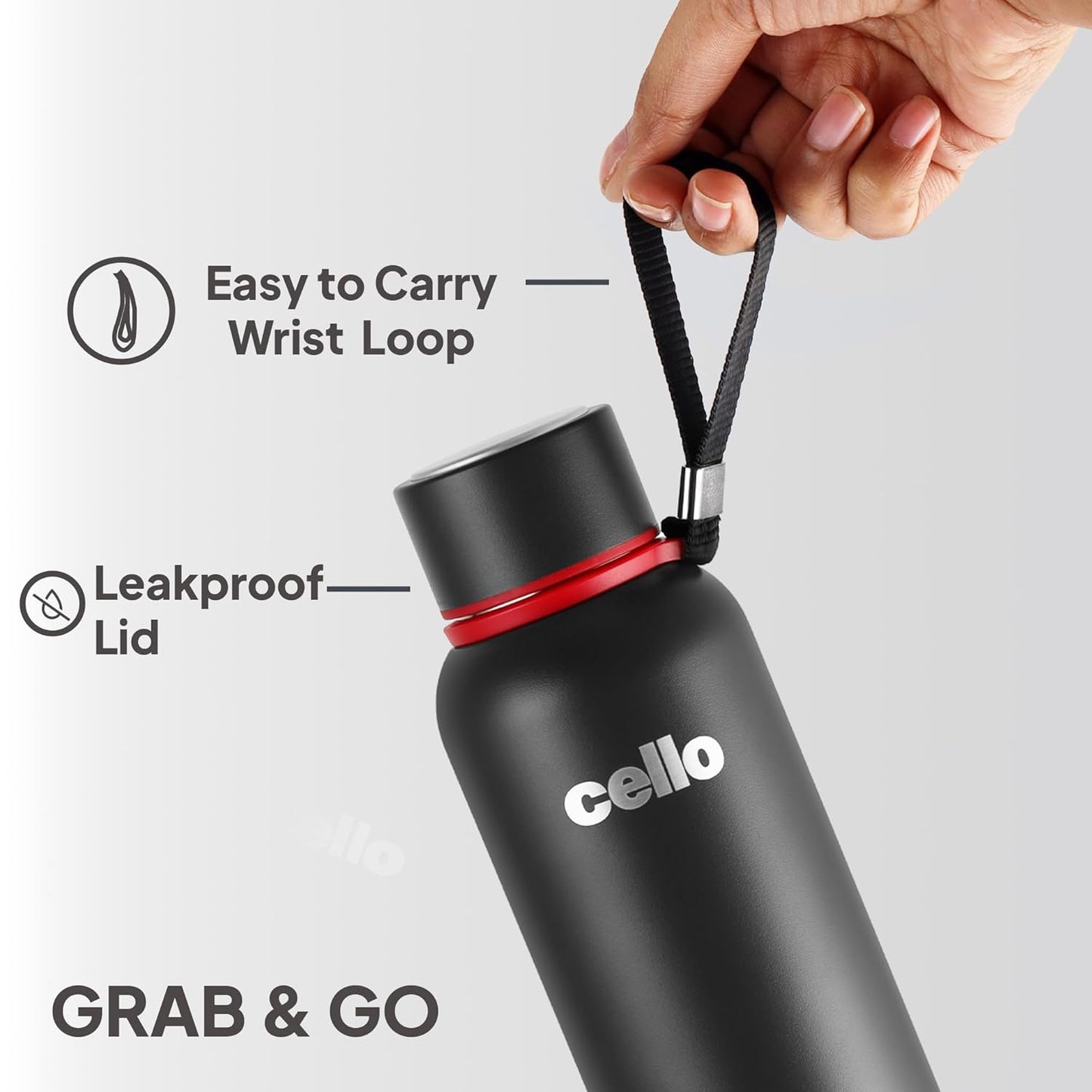 Cello Duro Kent Thermosteel Water Bottle 700ml, Black | ISI Certified