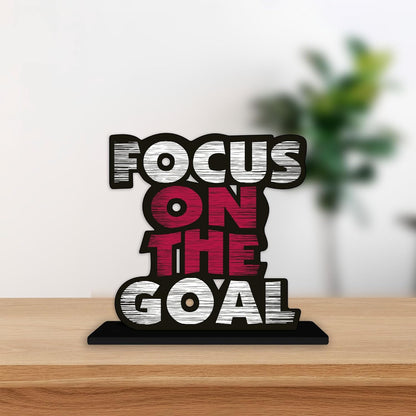 Wooden Idols and Figurine Focus On The Goal Quote Table Decor for Office Desk Showpiece