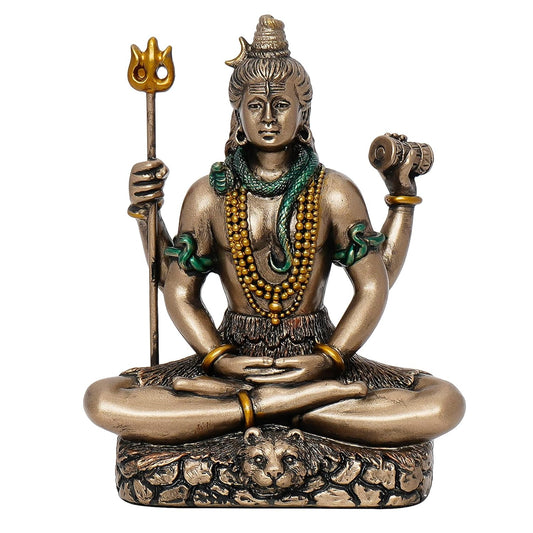 Brown Resin Meditating Lord Shiva Statue | Lord Shiva Idol for Home Decor Pooja