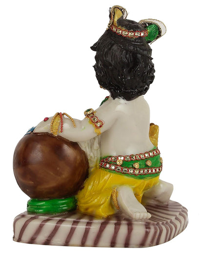 Lord Krishna Makhan Chor Idol Statue Figurine Showpiece (19 x 15 x 9 cm)