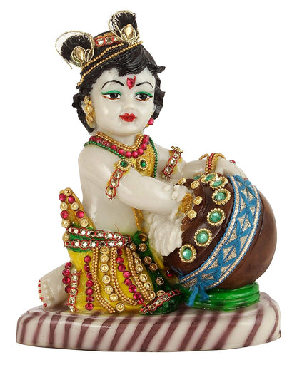 Lord Krishna Makhan Chor Idol Statue Figurine Showpiece (19 x 15 x 9 cm)