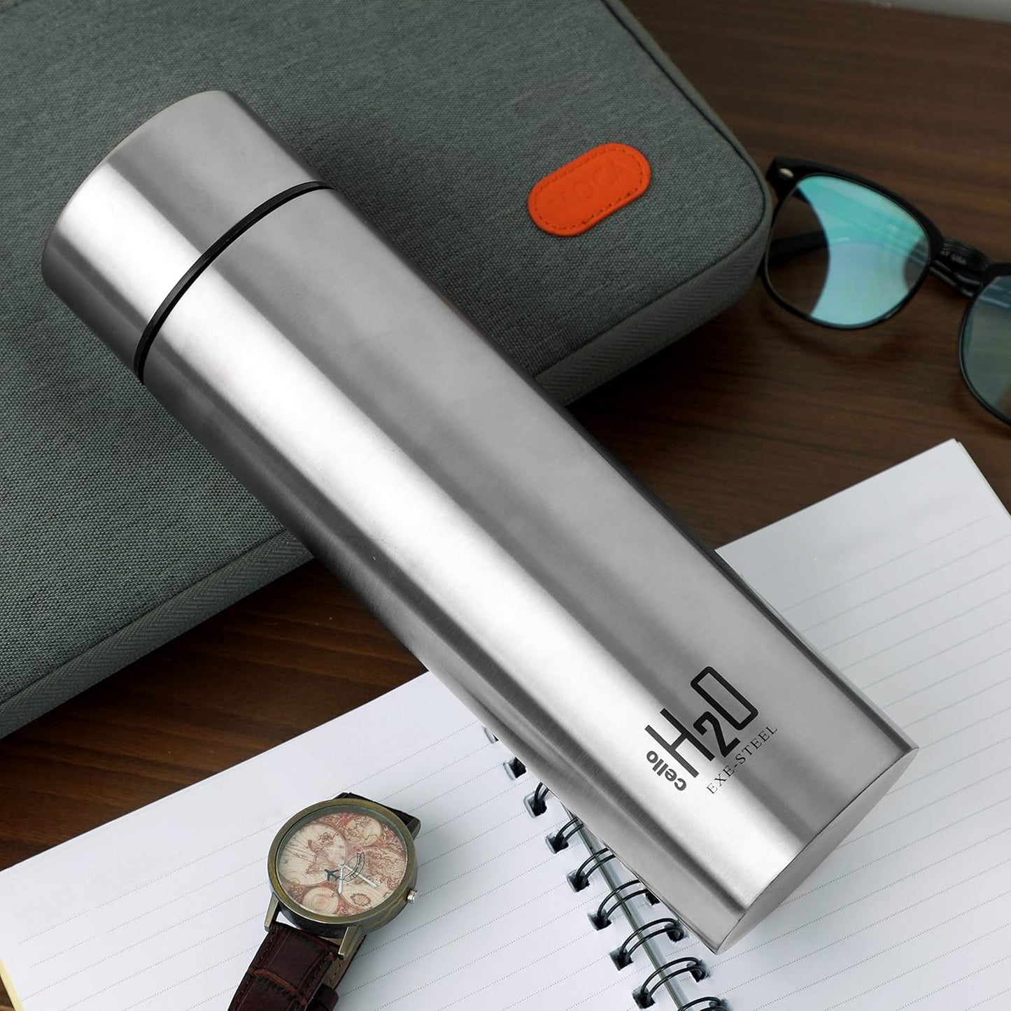 CELLO H2O Stainless Steel Water Bottle, 1000ml Silver