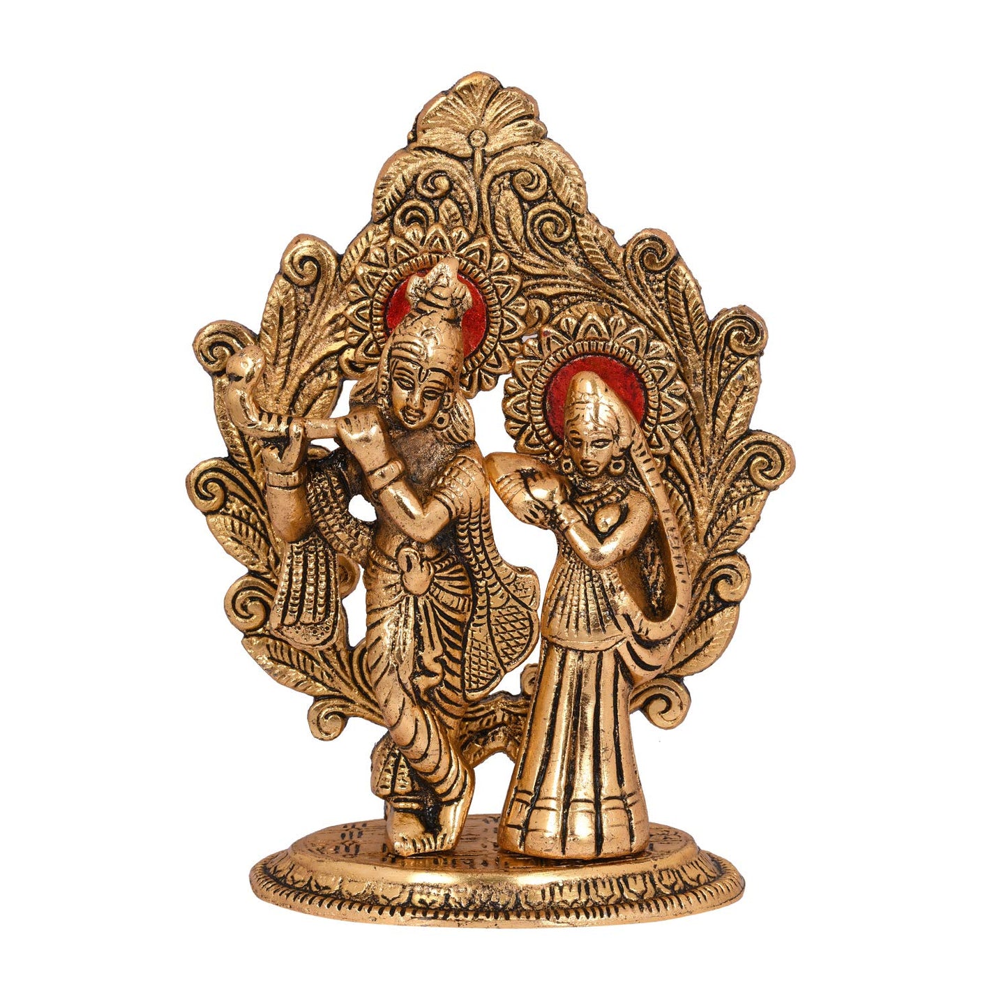 Gold Plated Metal Radha Krishna Statue - Radha Krishan Idol Showpiece Figurine for Home Office Temple Pooja Decor Gift