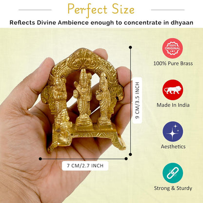 Ram Darbar Brass Murti Statue for Pooja Room & Gift, Religious Idol Figurine (L-7cm x B-2.5cm x H-9cm, 230 g)