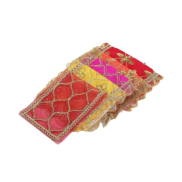 Chunni | Small | Sacred Pooja Chunri for Mandir, Mata Ki Chunri, Devi Maa Chunri with Heavy Embroidery & Golden Borders