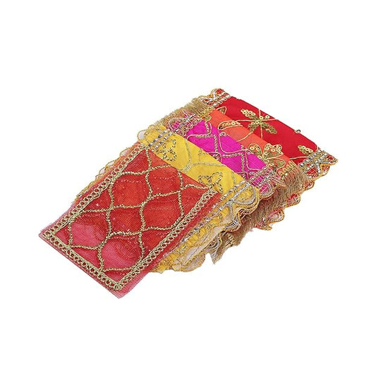 Chunni | Small | Sacred Pooja Chunri for Mandir, Mata Ki Chunri, Devi Maa Chunri with Heavy Embroidery & Golden Borders
