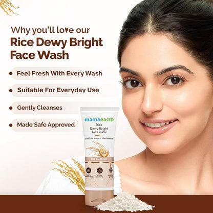 Mamaearth Rice Dewy Bright Face Wash With Rice Water & Niacinamide  100 ml