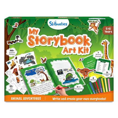 Skillmatics Storybook Art Kit - Create Animal-Themed Stories, DIY Craft & Writing Kit with 300+ Stickers