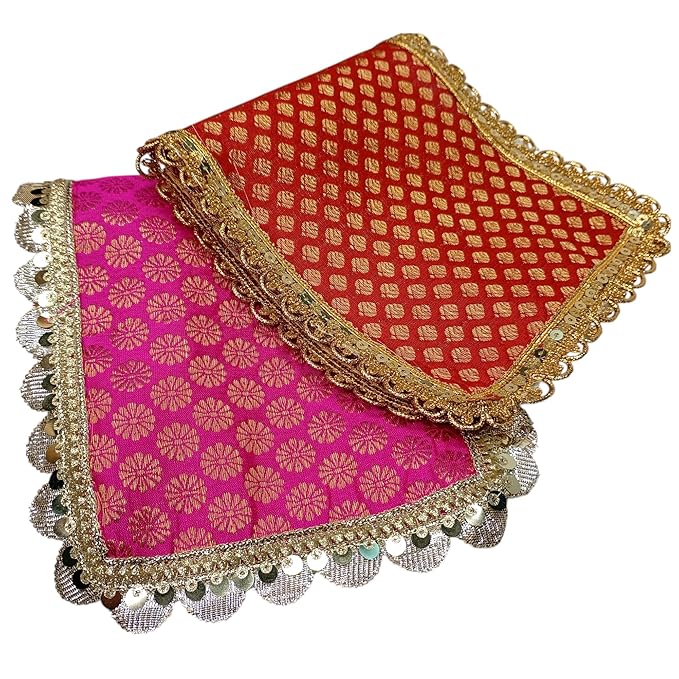 MATA KI CHUNRI | DUPPATA | PUJA Articles | CHUNARI | Poshak | Set of 2 (Red & Pink