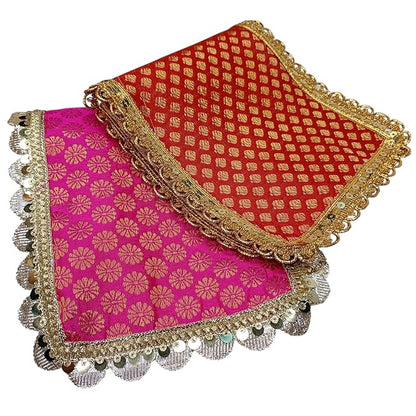 MATA KI CHUNRI | DUPPATA | PUJA Articles | CHUNARI | Poshak | Set of 2 (Red & Pink