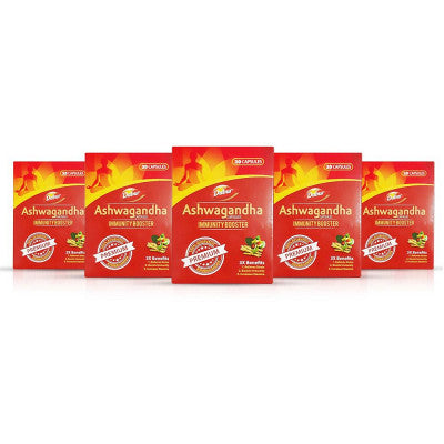 Dabur Ashwagandha Capsules Immunity Booster (Pack of 5) 20caps Each