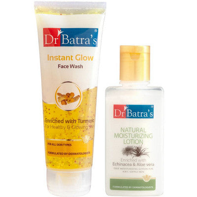 Dr Batras Instant Glow Facewash & Natural Moisturizing Lotion Combo (1Pack)