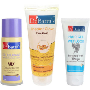 Dr Batras Hair Gel, Instant Glow Facewash & Deo For Men Combo (1Pack)