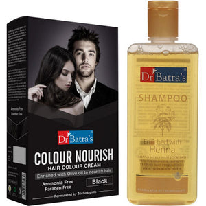 Dr Batras Nourish Hair Colour Cream & Henna Shampoo Combo (1Pack)