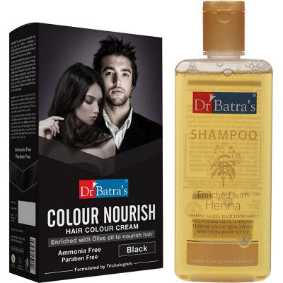 Dr Batras Nourish Hair Colour Cream & Henna Shampoo Combo (1Pack)