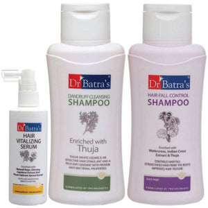 Dr Batras Hair Vitalizing Serum, Hair Fall Control Shampoo And Dandruff Cleansing Shampoo Combo (125ML+500ML+500ML) (1Pack)
