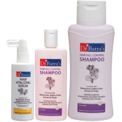 Dr Batras Hair Vitalizing Serum, Hair Fall Control Shampoo And Hairfall Control Shampoo Combo (125ML+500ML+200ML) (1Pack)