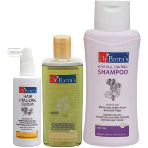 Dr Batras Hair Vitalizing Serum, Hair Fall Control Shampoo And Hair Oil Combo (125ML+500ML+200ML) (1Pack)