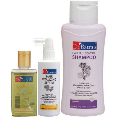 Dr Batras Hair Vitalizing Serum, Hair Fall Control Shampoo And Hair Oil Combo (125ML+500ML+100ML) (1Pack)