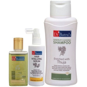 Dr Batras Hair Vitalizing Serum, Dandruff Cleansing Shampoo And Hair Oil Combo (125ML+500ML+100ML) (1Pack)