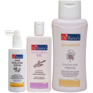 Dr Batras Hair Vitalizing Serum, Normal Shampoo And Hair Fall Control Oil Combo (125ML+500ML+200ML) (1Pack)