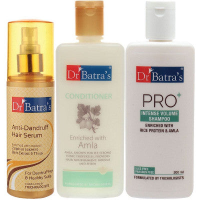Dr Batras Anti Dandruff Hair Serum, Conditioner And Pro+ Intense Volume Shampoo Combo (125ML+200ML+200ML) (1Pack)