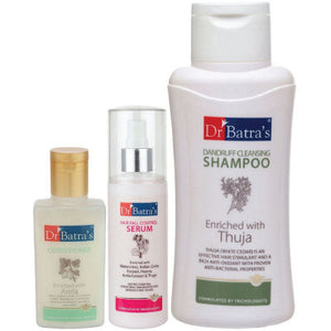 Dr Batras Hair Fall Control Serum, Conditioner And Dandruff Cleansing Shampoo Combo (125ML+100ML+500ML) (1Pack)