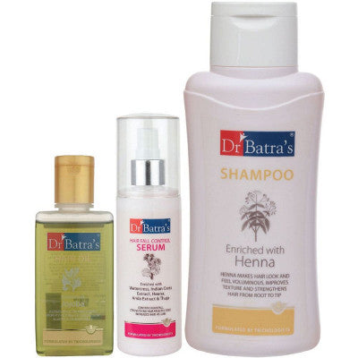 Dr Batras Hair Fall Control Serum, Normal Shampoo And Hair Oil Combo (125ML+500ML+100ML) (1Pack)