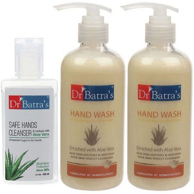 Dr Batras Aloevera Hand Wash & Safe Hands Cleanser Combo (1Pack)
