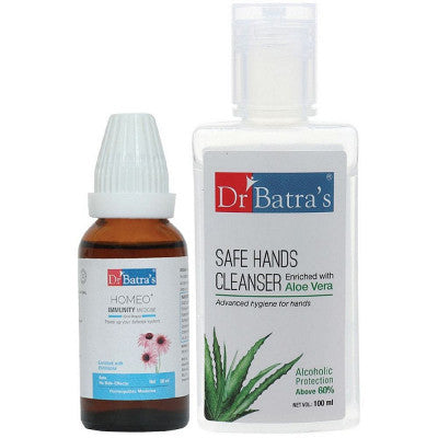 Dr Batras Homeo Plus Immunity Oral Drops & Safe Hands Cleanser Combo (1Pack)