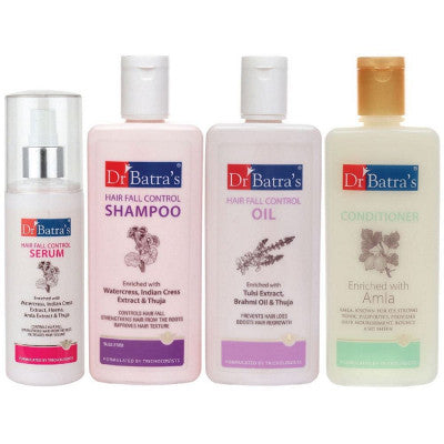 Dr Batras Hair Fall Control Serum, Oil, Shampoo & Conditioner Combo (125ml+200ml+200ml+200ml) (1Pack)